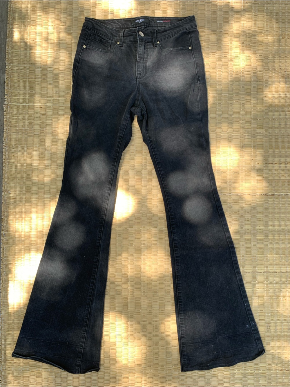 Nine West black denim stretch high rise flare jeans